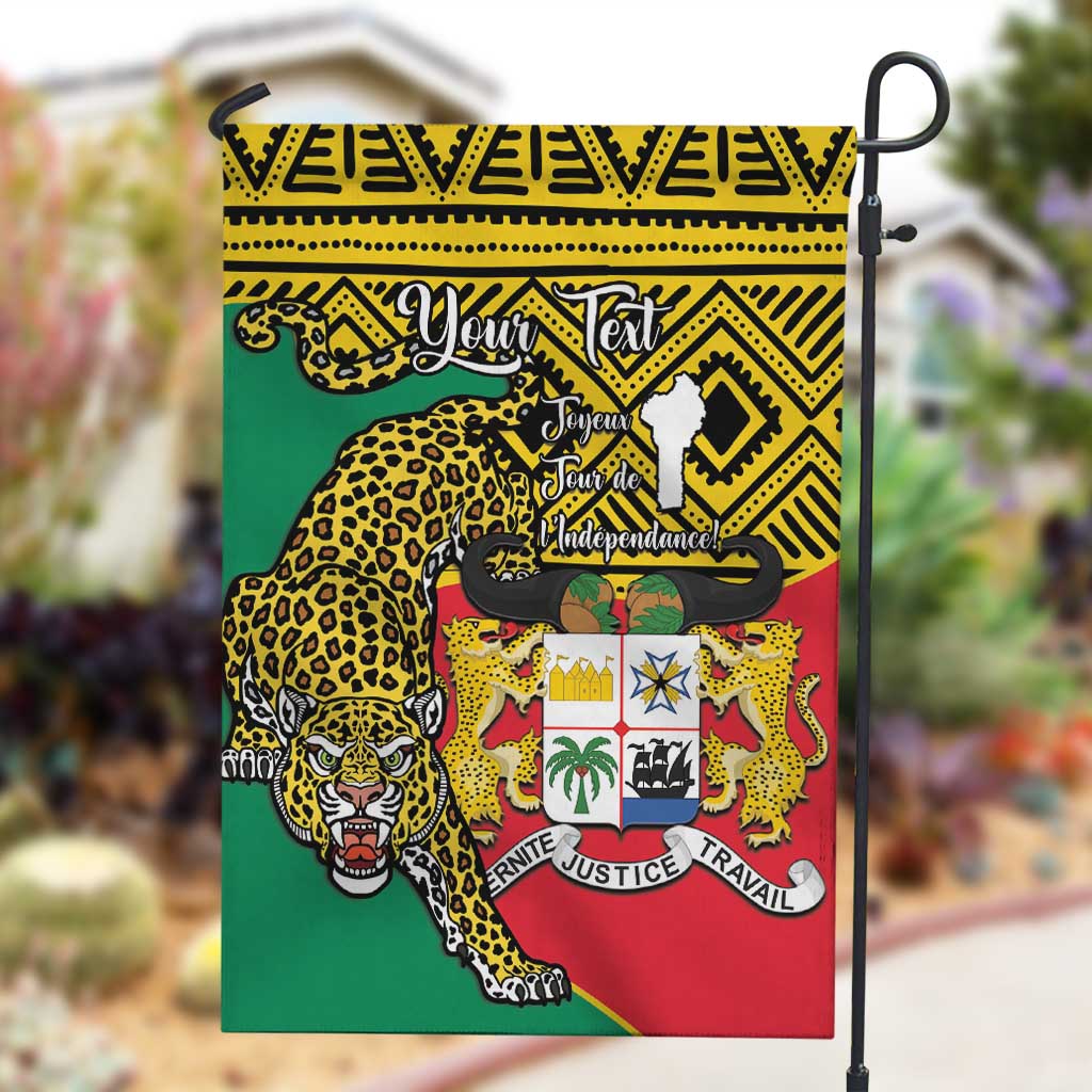 Personalised Benin National Day Garden Flag Coat Of Arms With Leopard African Pattern