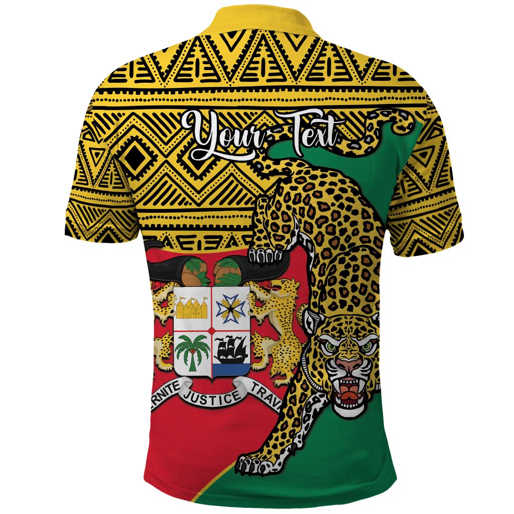 Personalised Benin National Day Polo Shirt Coat Of Arms With Leopard African Pattern