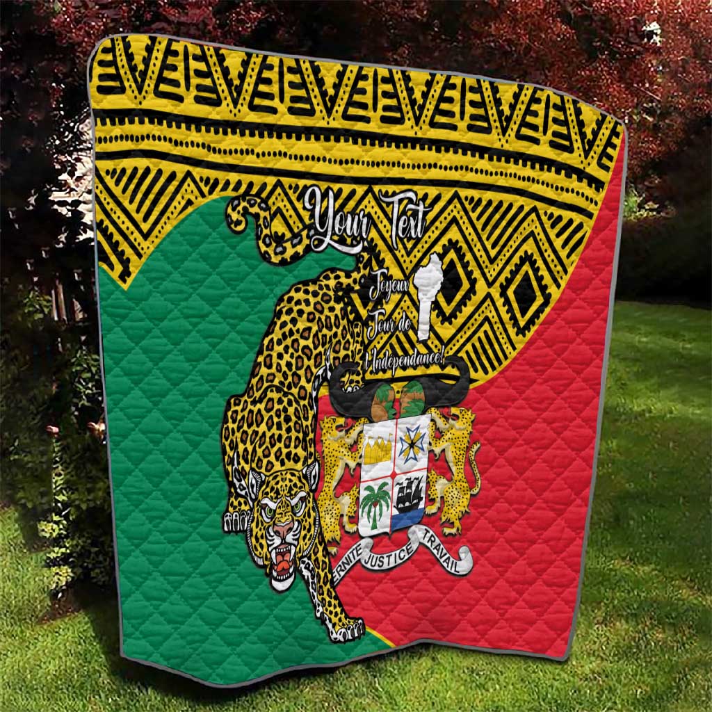 Personalised Benin National Day Quilt Coat Of Arms With Leopard African Pattern
