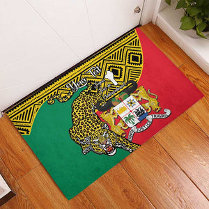 Personalised Benin National Day Rubber Doormat Coat Of Arms With Leopard African Pattern