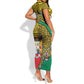 Personalised Benin National Day Short Sleeve Bodycon Dress Coat Of Arms With Leopard African Pattern LT14