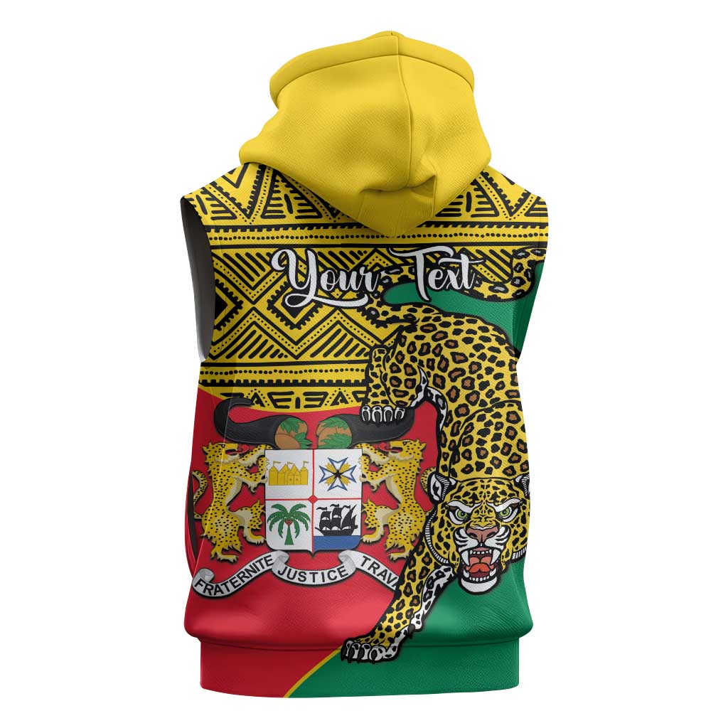 Personalised Benin National Day Sleeveless Hoodie Coat Of Arms With Leopard African Pattern - African Pride