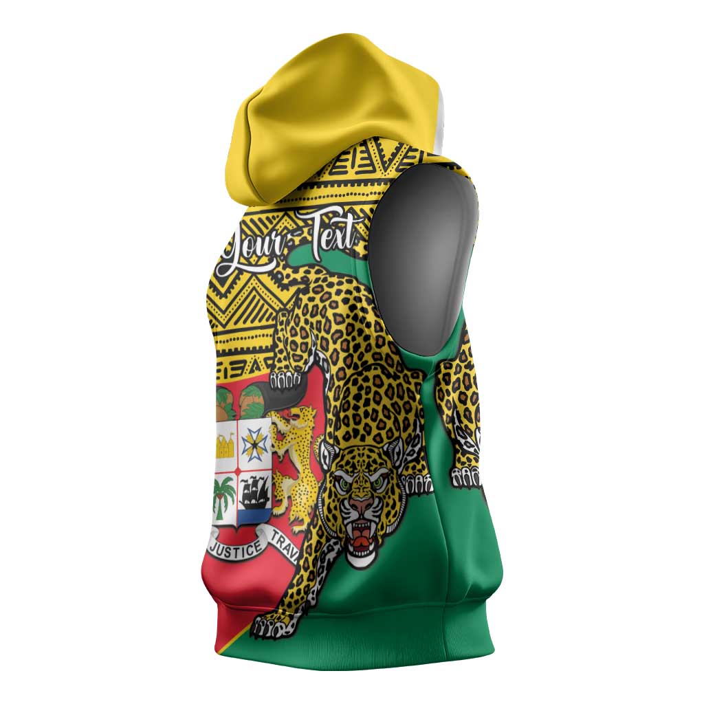 Personalised Benin National Day Sleeveless Hoodie Coat Of Arms With Leopard African Pattern - African Pride