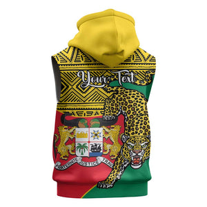 Personalised Benin National Day Sleeveless Zip Hoodie Coat Of Arms With Leopard African Pattern - African Pride