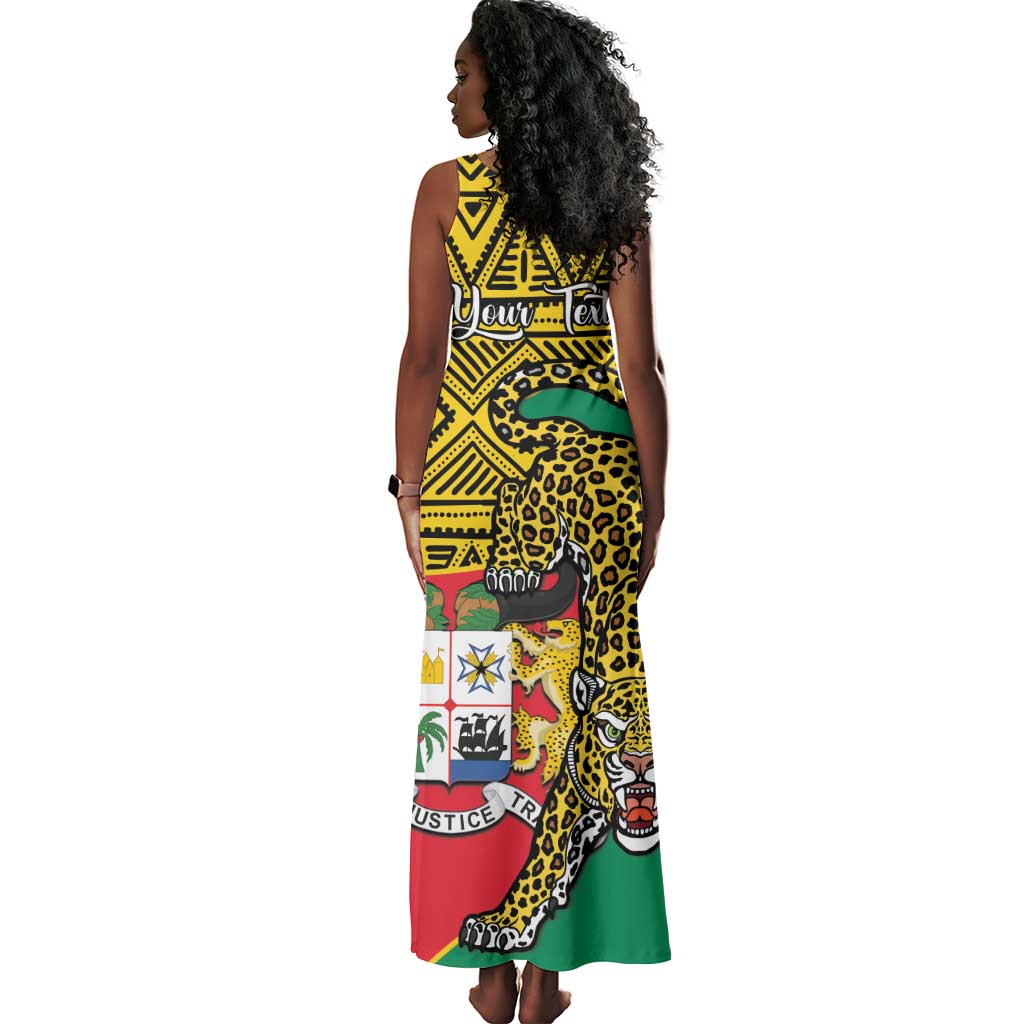 Personalised Benin National Day Tank Maxi Dress Coat Of Arms With Leopard African Pattern