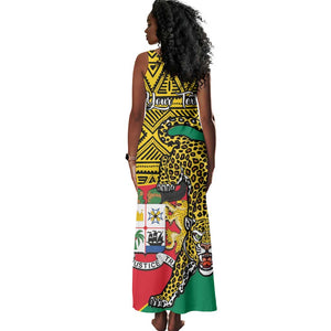 Personalised Benin National Day Tank Maxi Dress Coat Of Arms With Leopard African Pattern