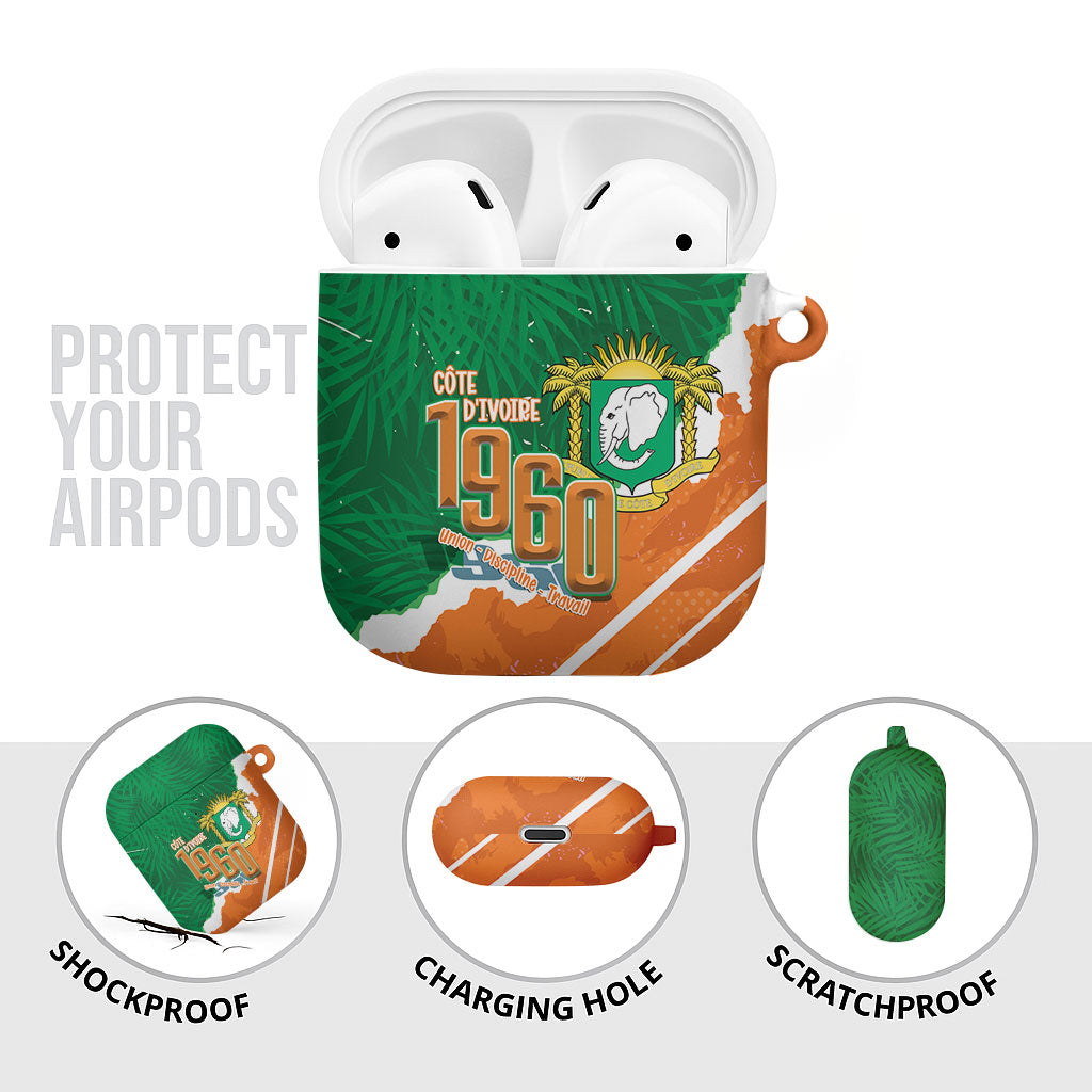 Cote d'Ivoire Independence Day AirPods Case 1960 Proud Coat Of Arms Grunge Style