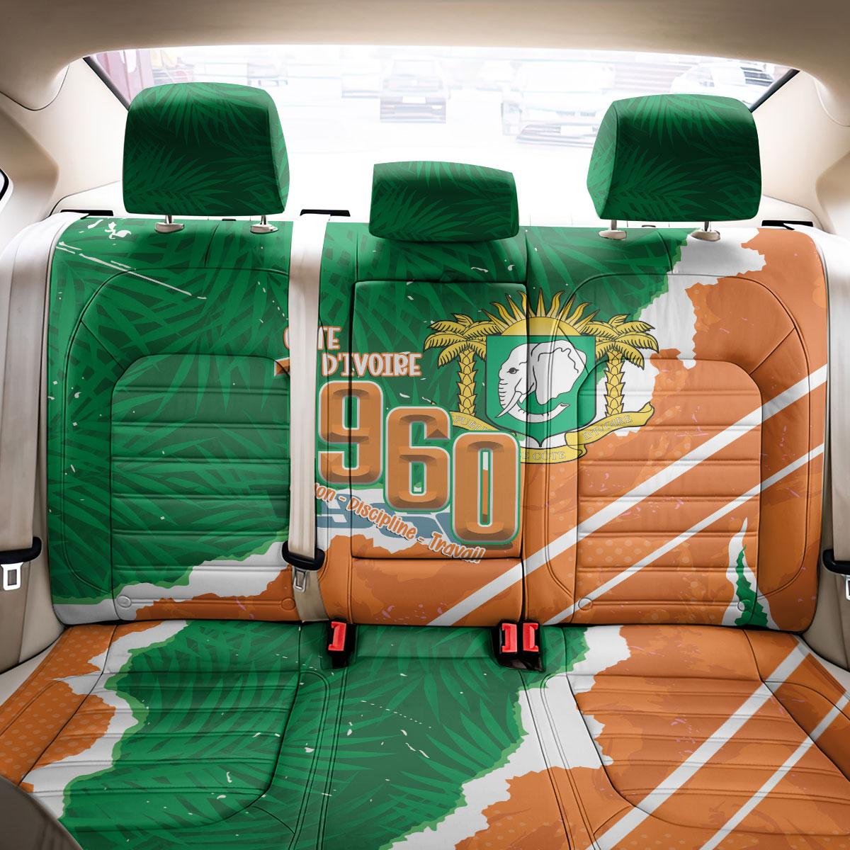 Cote d'Ivoire Independence Day Back Car Seat Cover 1960 Proud Coat Of Arms Grunge Style