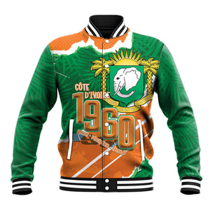 Cote d'Ivoire Independence Day Personalized Baseball Jacket 1960 Proud Coat Of Arms Grunge Style