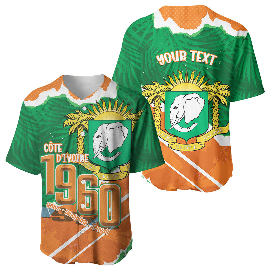 Cote d'Ivoire Independence Day Personalized Baseball Jersey 1960 Proud Coat Of Arms Grunge Style