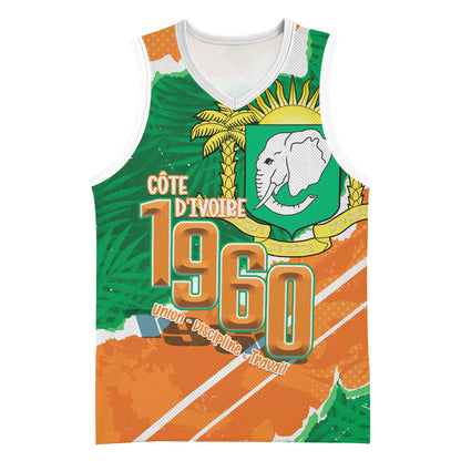 Cote d'Ivoire Independence Day Personalized Basketball Jersey 1960 Proud Coat Of Arms Grunge Style