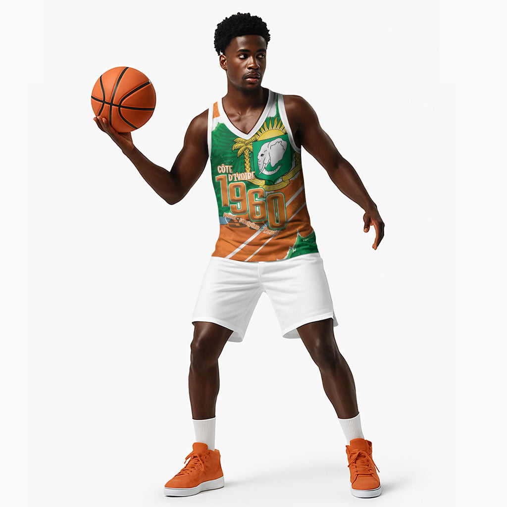 Cote d'Ivoire Independence Day Personalized Basketball Jersey 1960 Proud Coat Of Arms Grunge Style