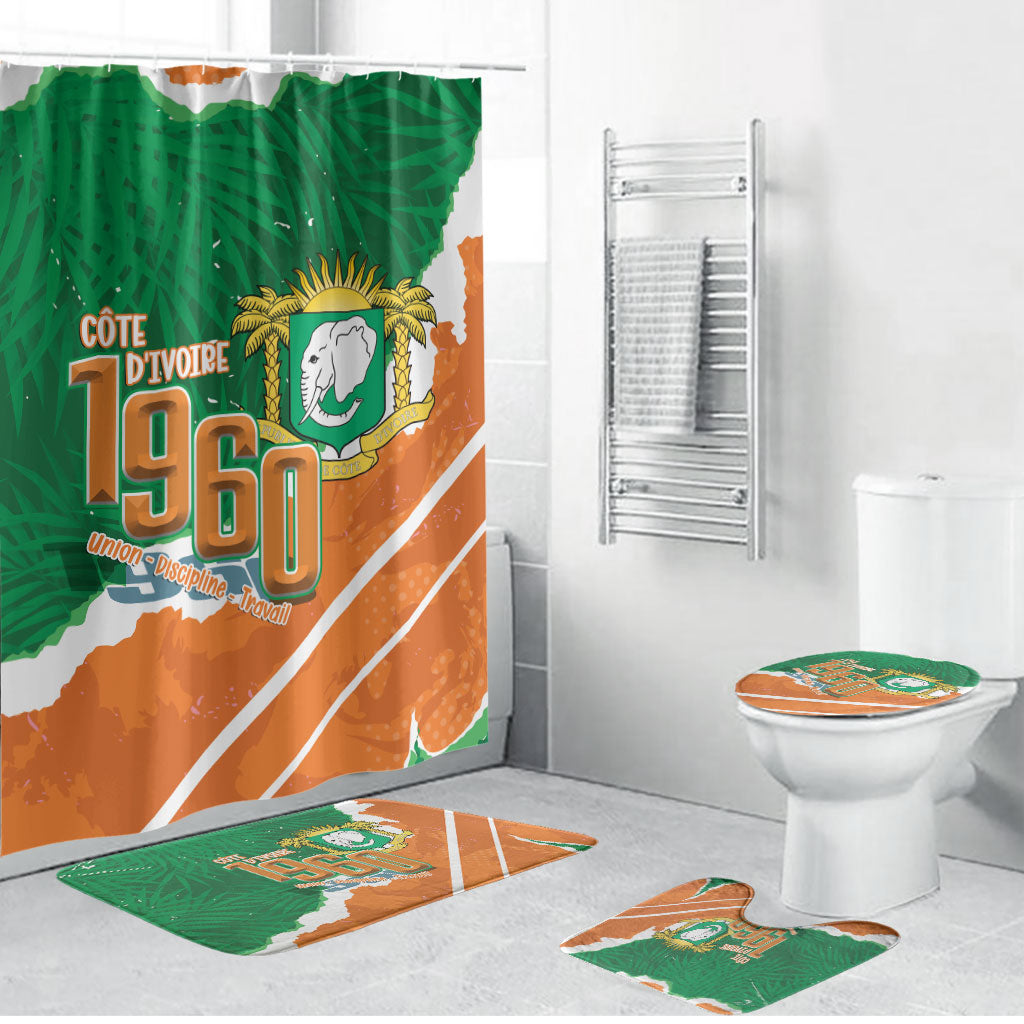 Cote d'Ivoire Independence Day Bathroom Set 1960 Proud Coat Of Arms Grunge Style