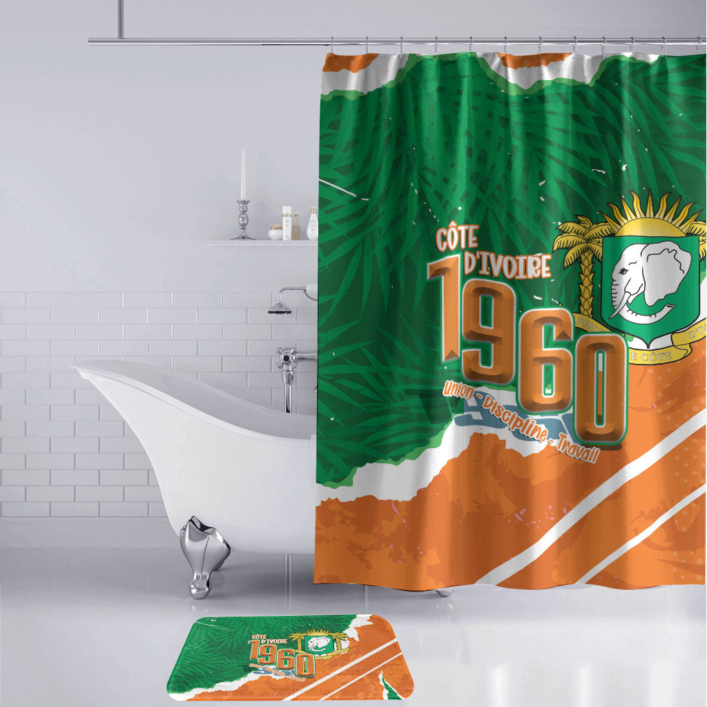 Cote d'Ivoire Independence Day Bathroom Set 1960 Proud Coat Of Arms Grunge Style