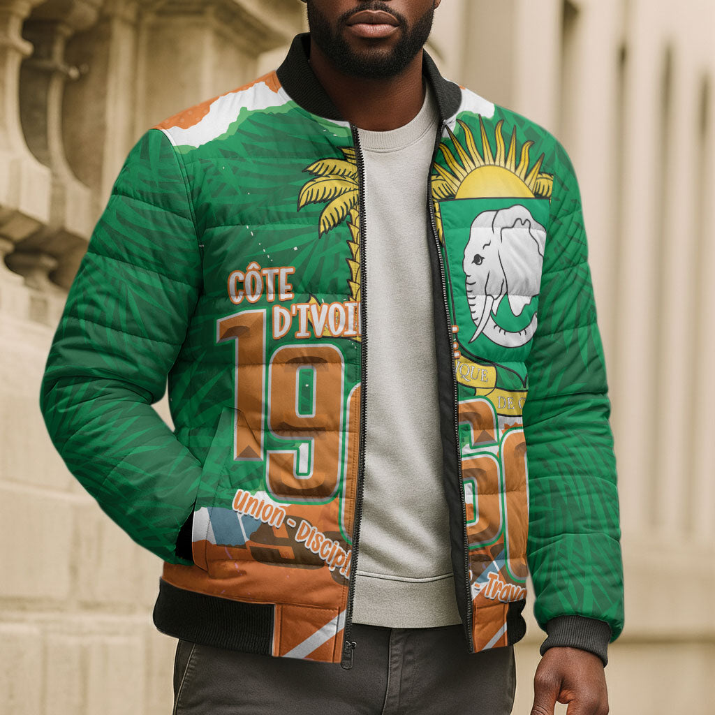 Cote d'Ivoire Independence Day Personalized Bomber Puffer Jacket 1960 Proud Coat Of Arms Grunge Style