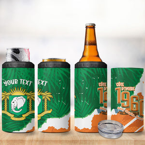 Cote d'Ivoire Independence Day Personalized 4 in 1 Can Cooler Tumbler 1960 Proud Coat Of Arms Grunge Style