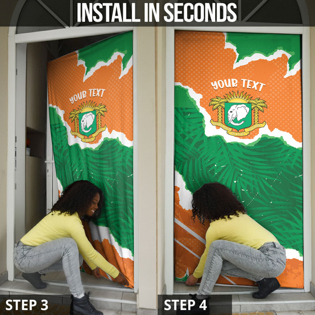 Cote d'Ivoire Independence Day Personalized Door Cover 1960 Proud Coat Of Arms Grunge Style