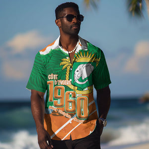 Cote d'Ivoire Independence Day Personalized Hawaiian Shirt 1960 Proud Coat Of Arms Grunge Style