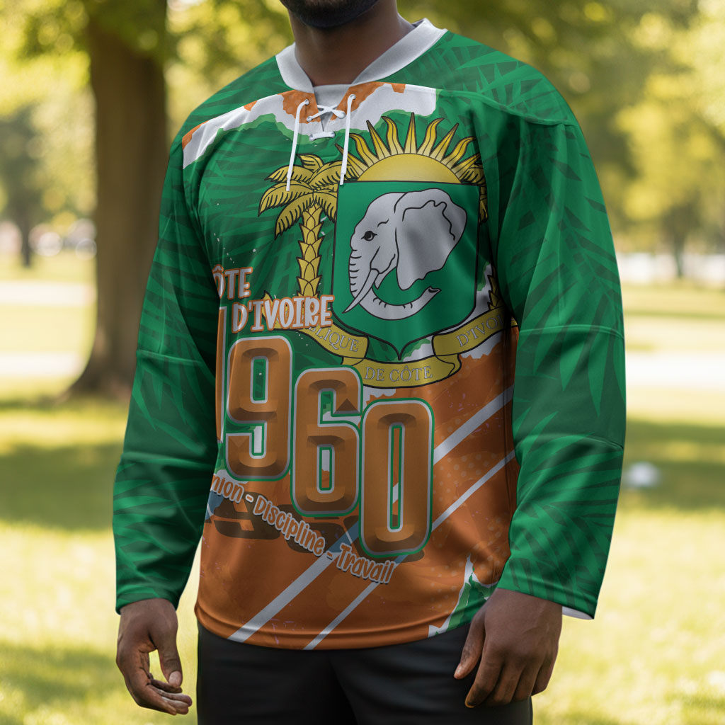 Cote d'Ivoire Independence Day Personalized Hockey Jersey 1960 Proud Coat Of Arms Grunge Style