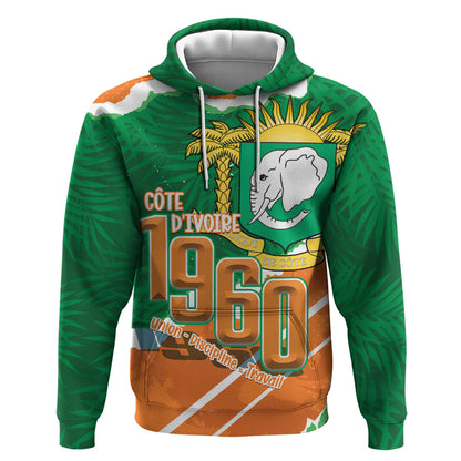 Cote d'Ivoire Independence Day Personalized Hoodie 1960 Proud Coat Of Arms Grunge Style