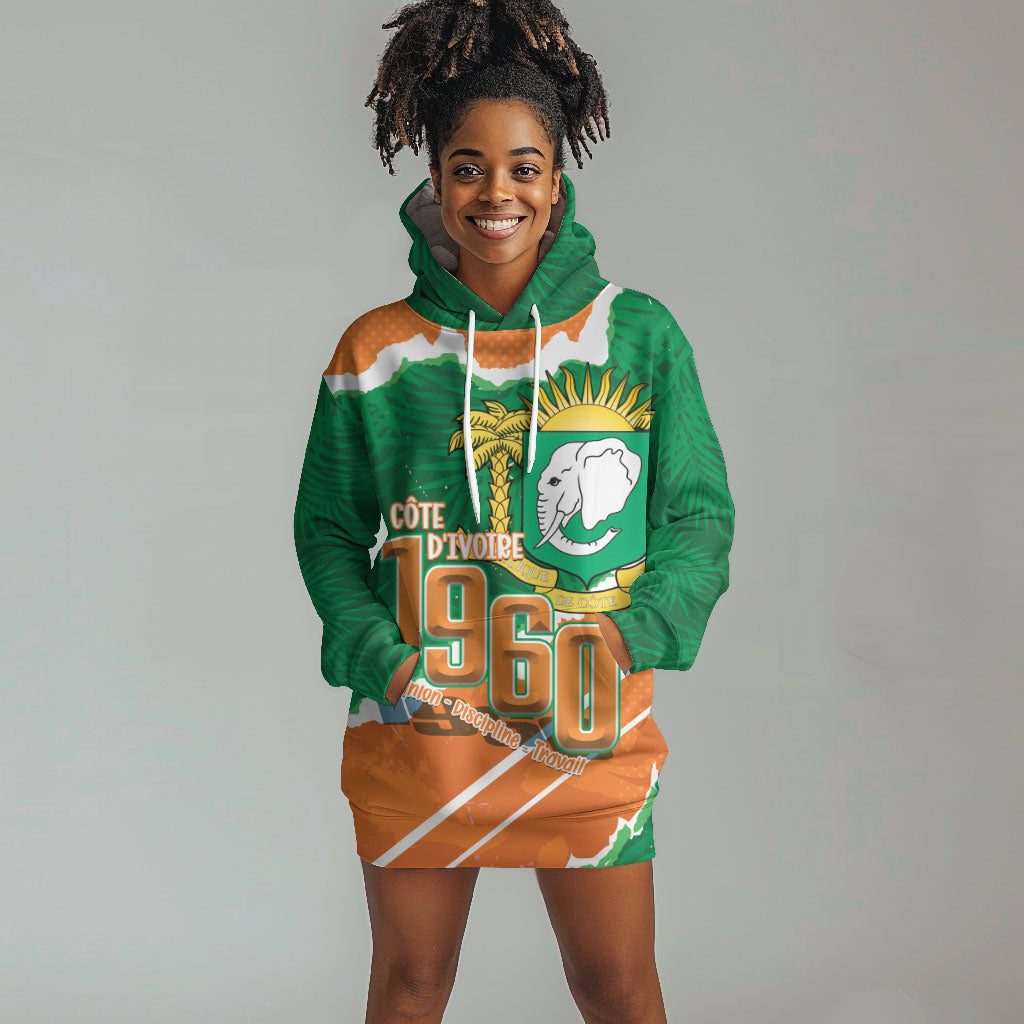 Cote d'Ivoire Independence Day Personalized Hoodie Dress 1960 Proud Coat Of Arms Grunge Style