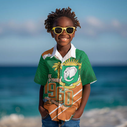 Cote d'Ivoire Independence Day Personalized Kid Hawaiian Shirt 1960 Proud Coat Of Arms Grunge Style