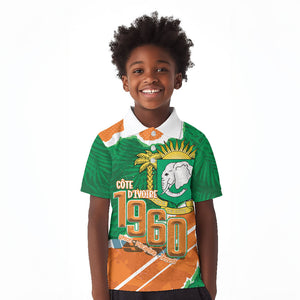 Cote d'Ivoire Independence Day Personalized Kid Polo Shirt 1960 Proud Coat Of Arms Grunge Style
