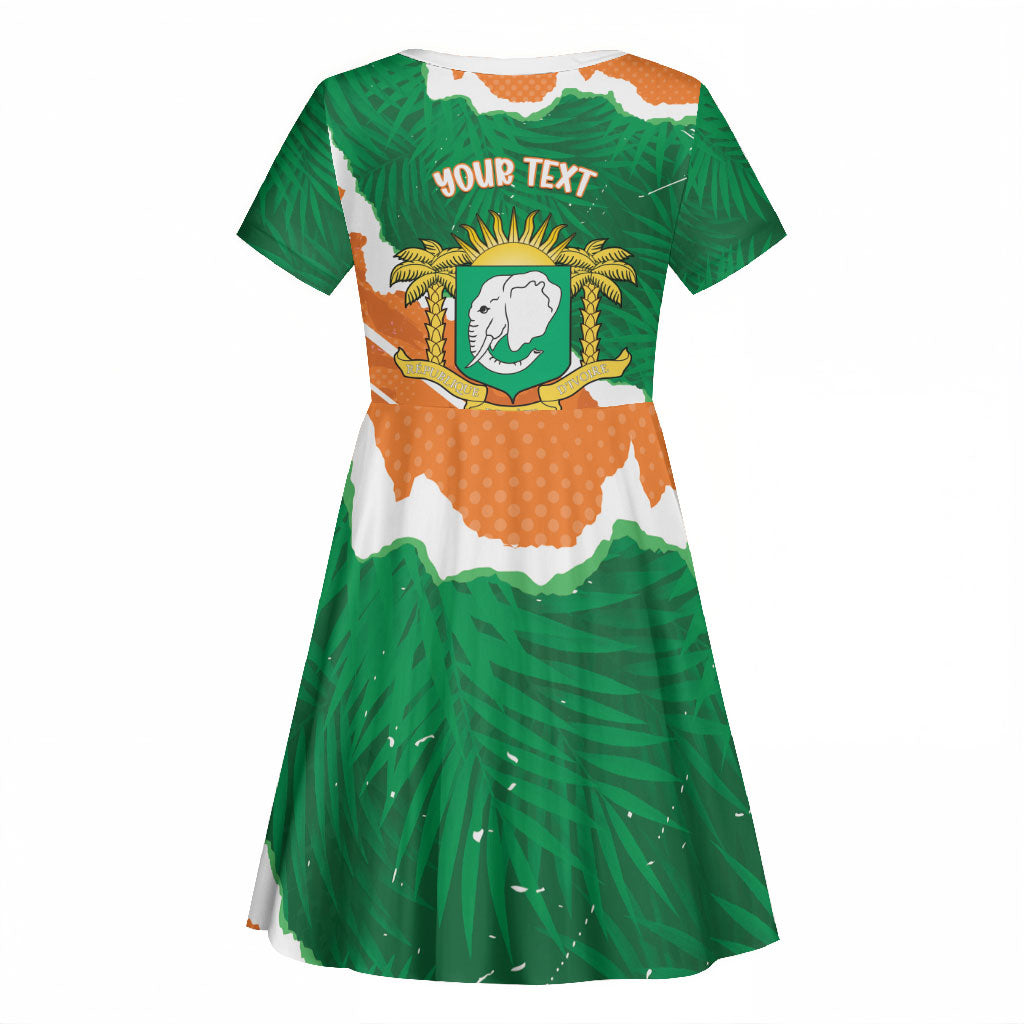 Cote d'Ivoire Independence Day Personalized Kid Short Sleeve Dress 1960 Proud Coat Of Arms Grunge Style