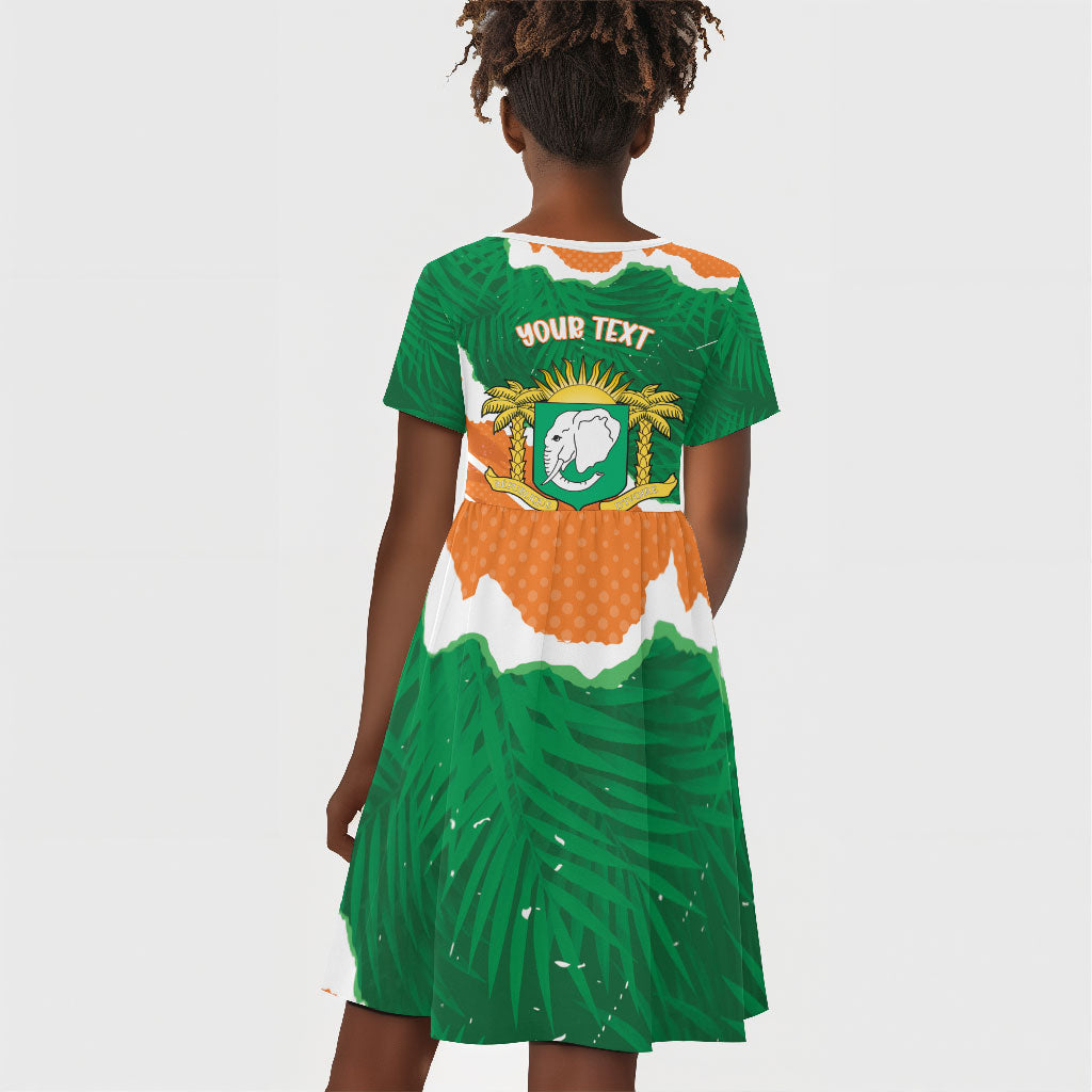 Cote d'Ivoire Independence Day Personalized Kid Short Sleeve Dress 1960 Proud Coat Of Arms Grunge Style
