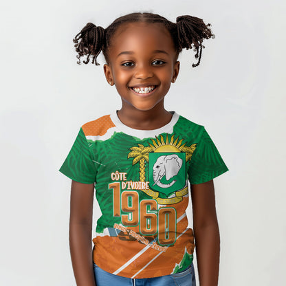 Cote d'Ivoire Independence Day Personalized Kid T shirt 1960 Proud Coat Of Arms Grunge Style