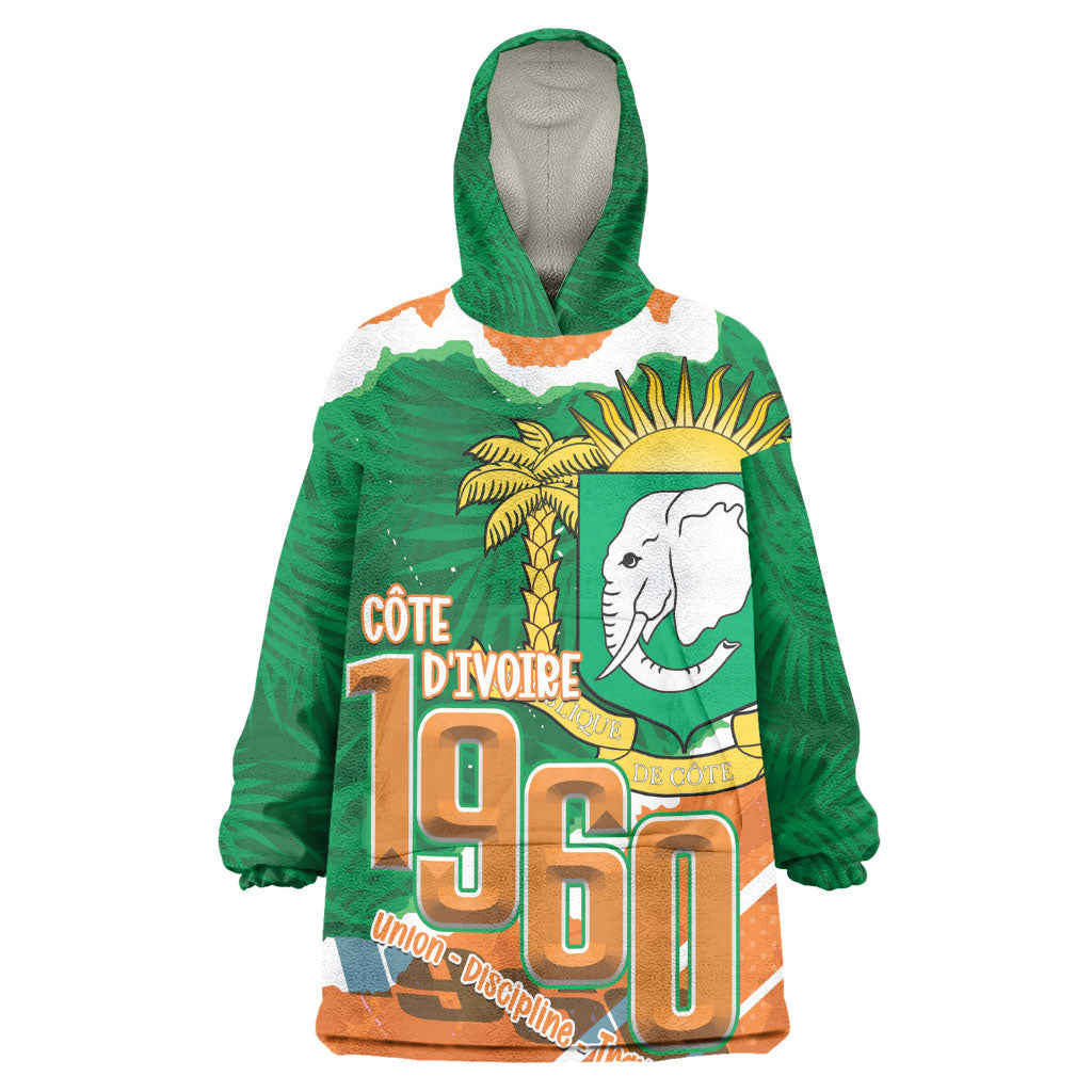 Cote d'Ivoire Independence Day Personalized Kid Wearable Blanket Hoodie 1960 Proud Coat Of Arms Grunge Style