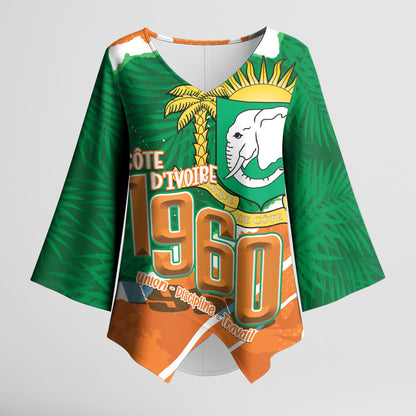 Cote d'Ivoire Independence Day Personalized Kimono Sleeve Blouse 1960 Proud Coat Of Arms Grunge Style