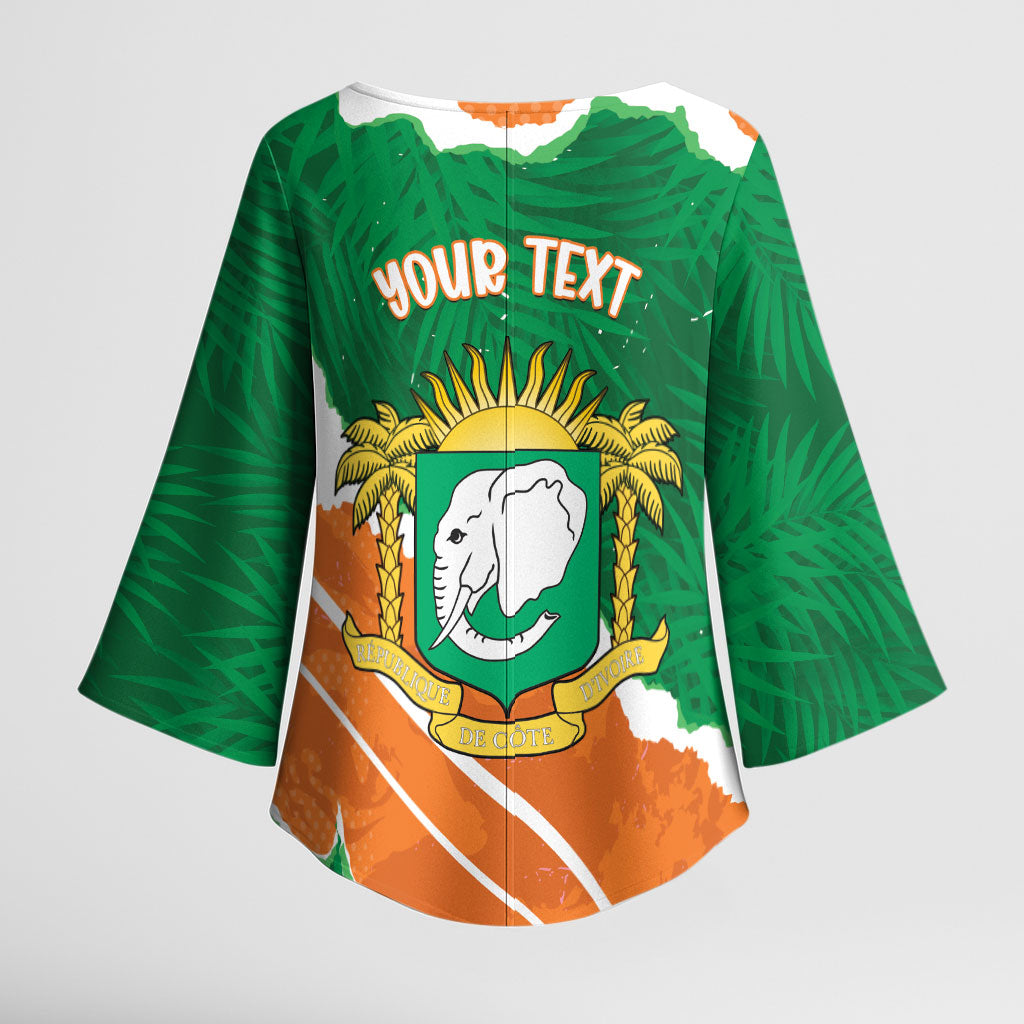 Cote d'Ivoire Independence Day Personalized Kimono Sleeve Blouse 1960 Proud Coat Of Arms Grunge Style