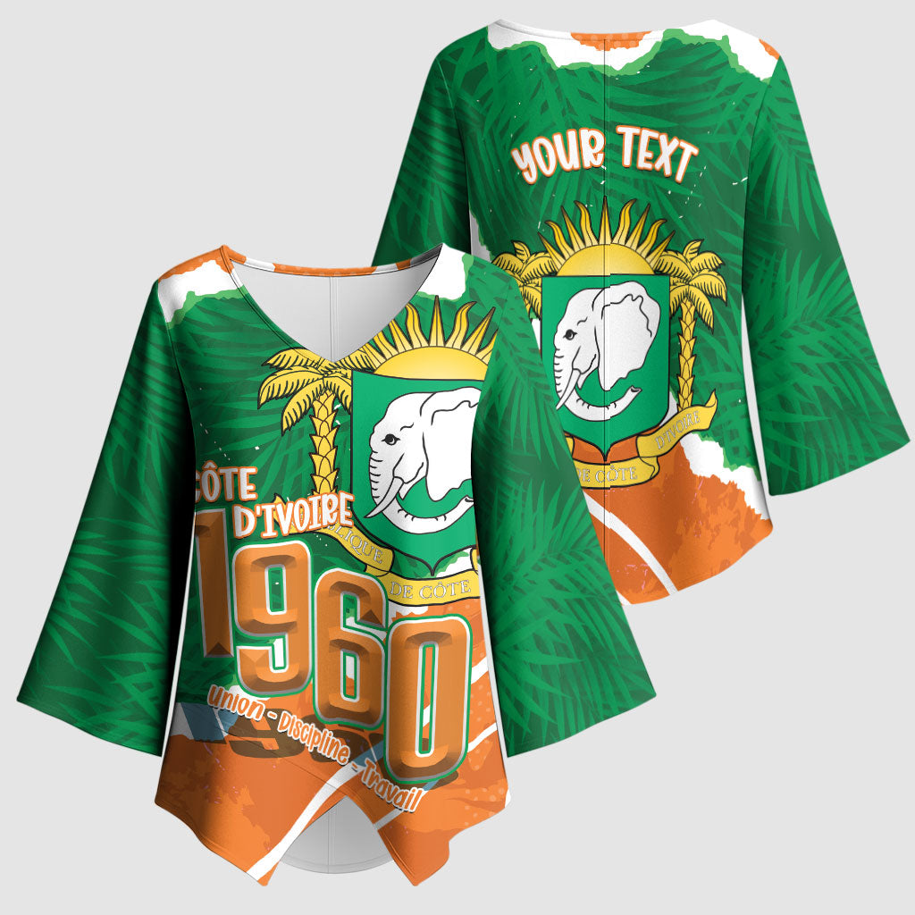 Cote d'Ivoire Independence Day Personalized Kimono Sleeve Blouse 1960 Proud Coat Of Arms Grunge Style