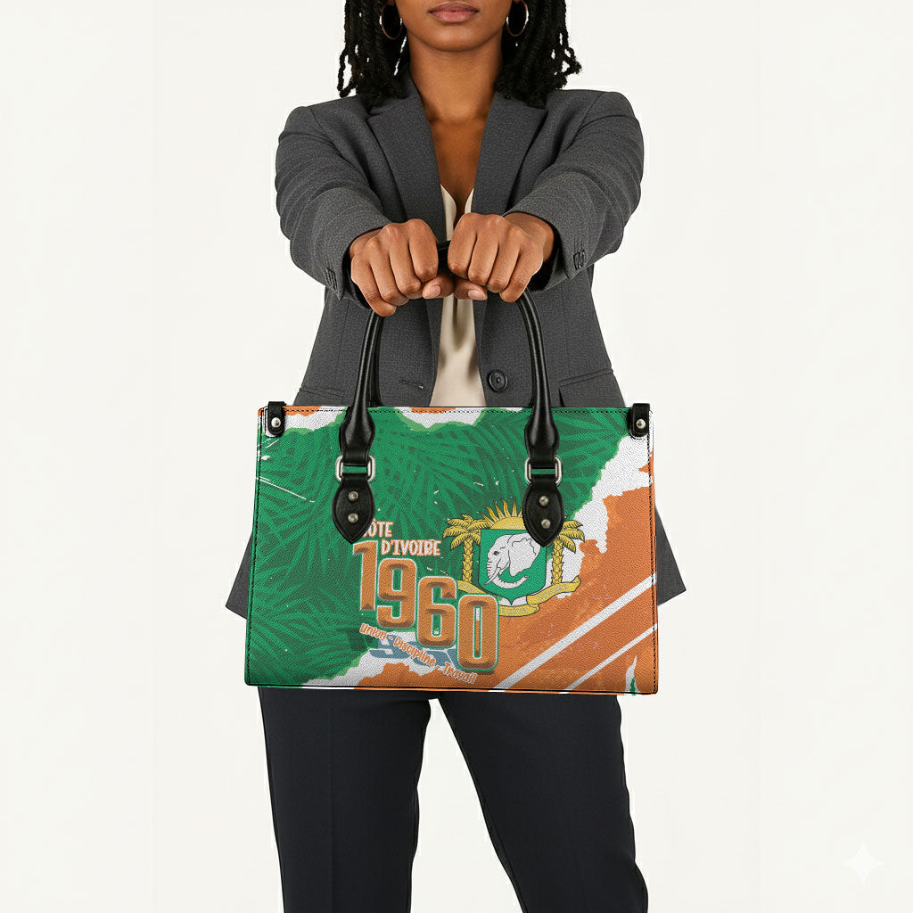 Cote d'Ivoire Independence Day Leather Bag 1960 Proud Coat Of Arms Grunge Style
