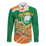 Cote d'Ivoire Independence Day Personalized Long Sleeve Button Shirt 1960 Proud Coat Of Arms Grunge Style
