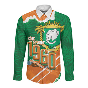 Cote d'Ivoire Independence Day Personalized Long Sleeve Button Shirt 1960 Proud Coat Of Arms Grunge Style