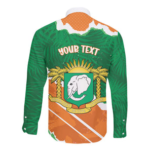 Cote d'Ivoire Independence Day Personalized Long Sleeve Button Shirt 1960 Proud Coat Of Arms Grunge Style