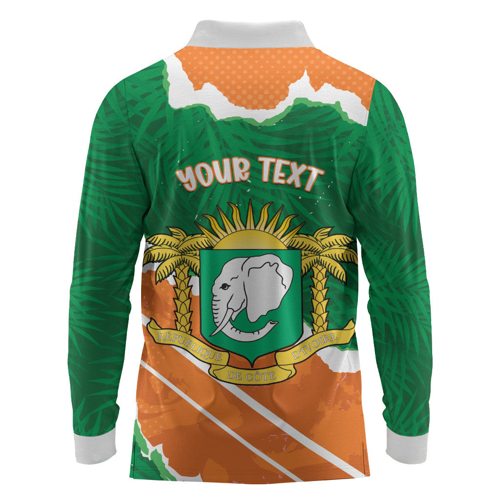 Cote d'Ivoire Independence Day Personalized Long Sleeve Polo Shirt 1960 Proud Coat Of Arms Grunge Style