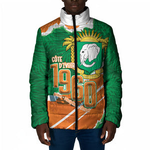 Cote d'Ivoire Independence Day Personalized Padded Jacket 1960 Proud Coat Of Arms Grunge Style