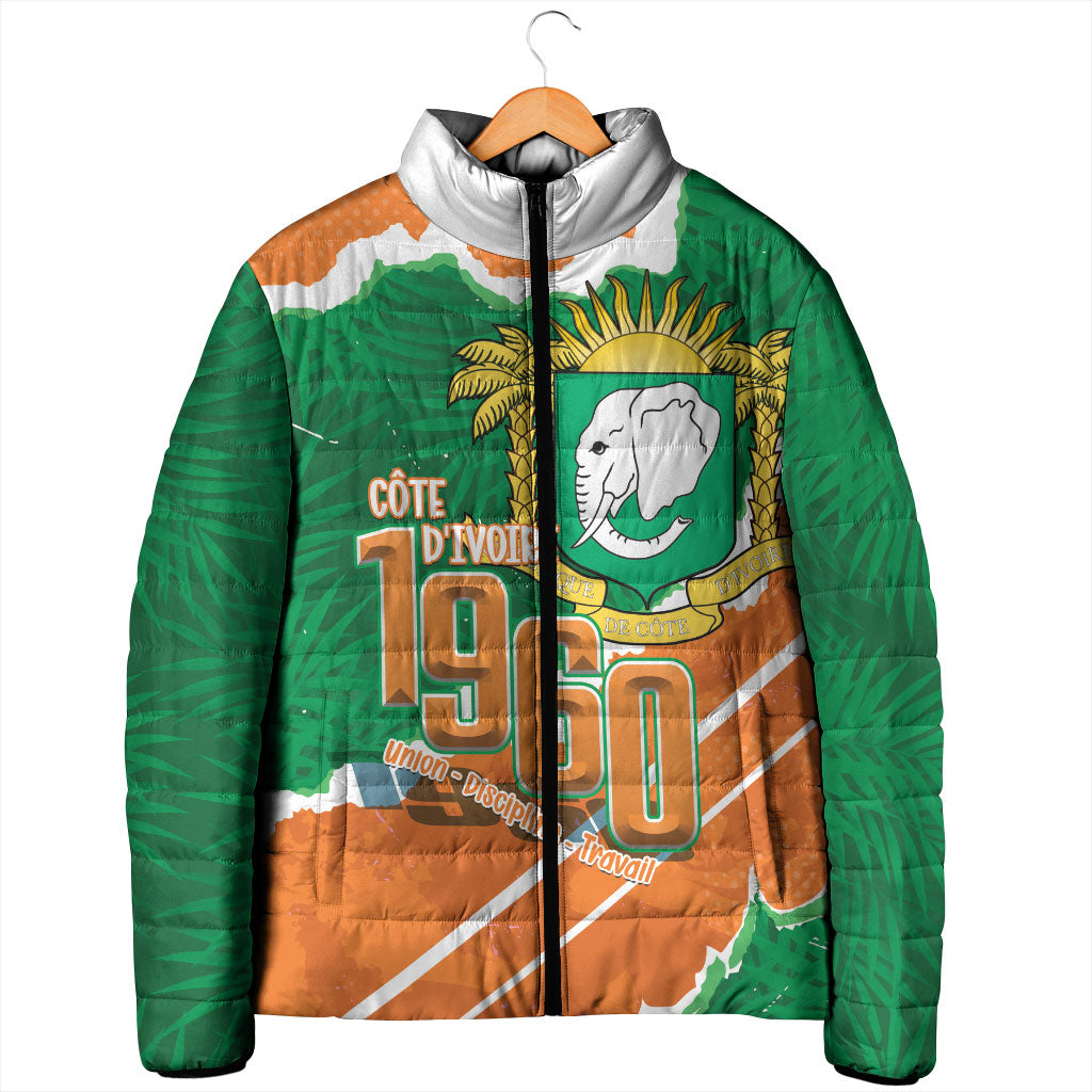 Cote d'Ivoire Independence Day Personalized Padded Jacket 1960 Proud Coat Of Arms Grunge Style