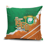 Cote d'Ivoire Independence Day Pillow Cover 1960 Proud Coat Of Arms Grunge Style
