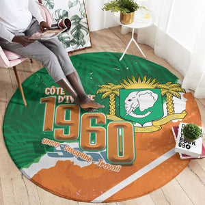 Cote d'Ivoire Independence Day Round Carpet 1960 Proud Coat Of Arms Grunge Style