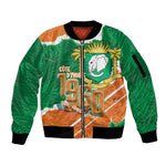 Cote d'Ivoire Independence Day Personalized Sleeve Zip Bomber Jacket 1960 Proud Coat Of Arms Grunge Style