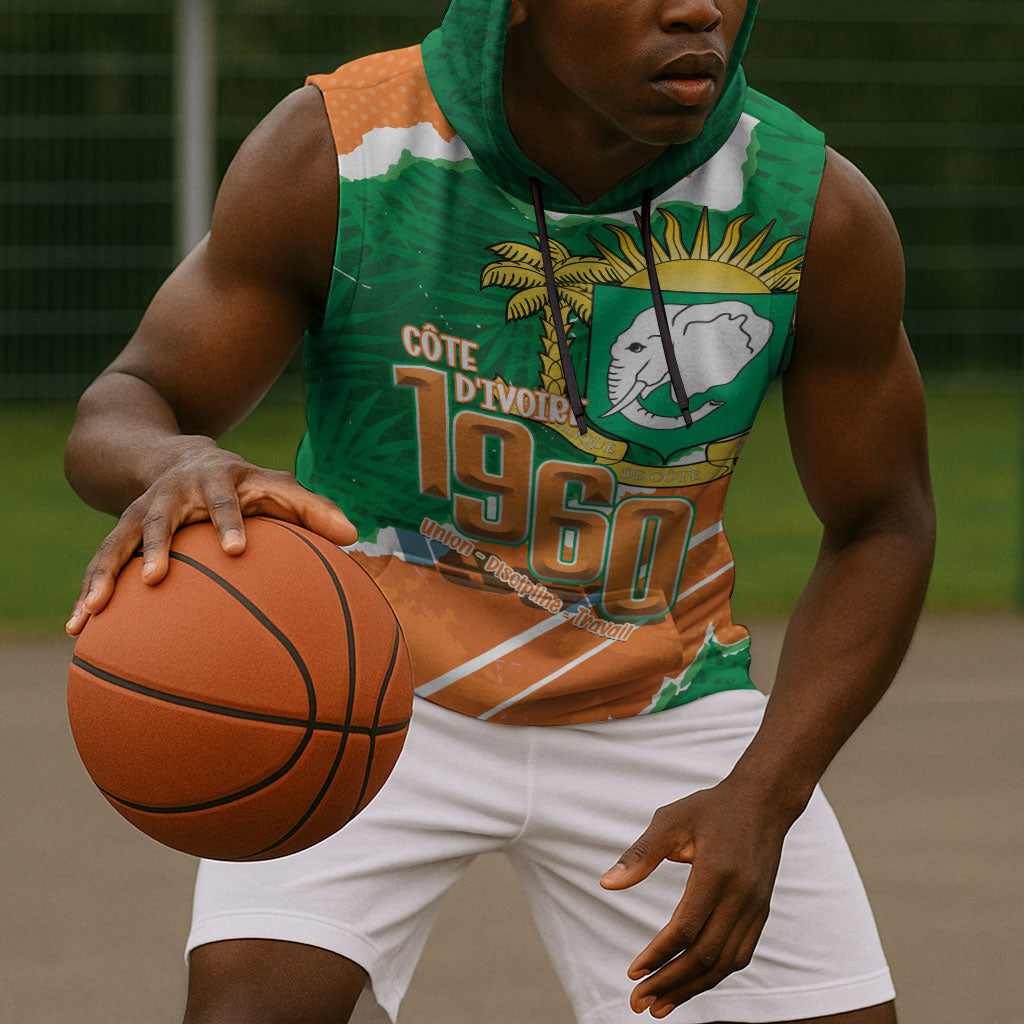 Cote d'Ivoire Independence Day Personalized Sleeveless Hoodie 1960 Proud Coat Of Arms Grunge Style