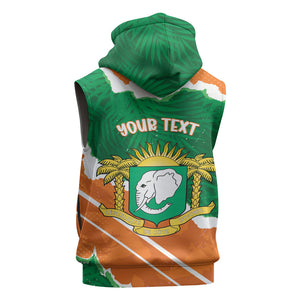 Cote d'Ivoire Independence Day Personalized Sleeveless Zip Hoodie 1960 Proud Coat Of Arms Grunge Style