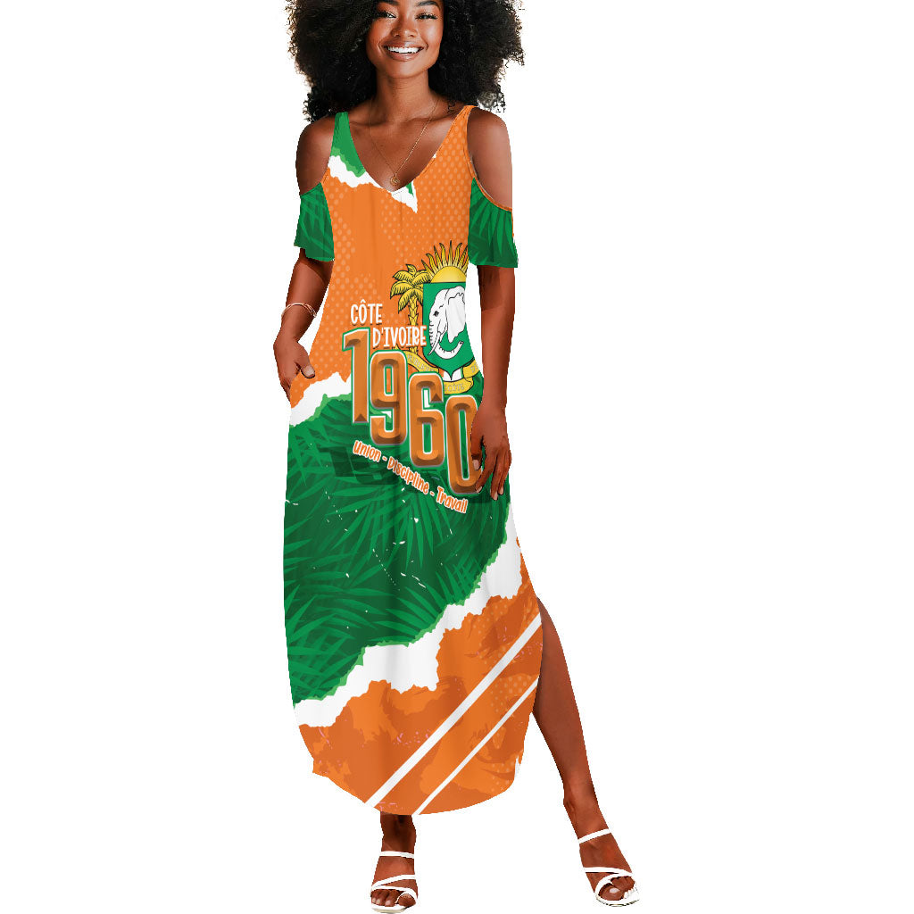 Cote d'Ivoire Independence Day Personalized Summer Maxi Dress 1960 Proud Coat Of Arms Grunge Style