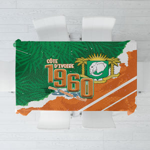 Cote d'Ivoire Independence Day Tablecloth 1960 Proud Coat Of Arms Grunge Style