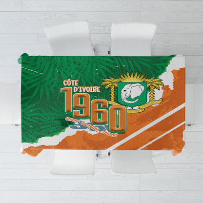 Cote d'Ivoire Independence Day Tablecloth 1960 Proud Coat Of Arms Grunge Style