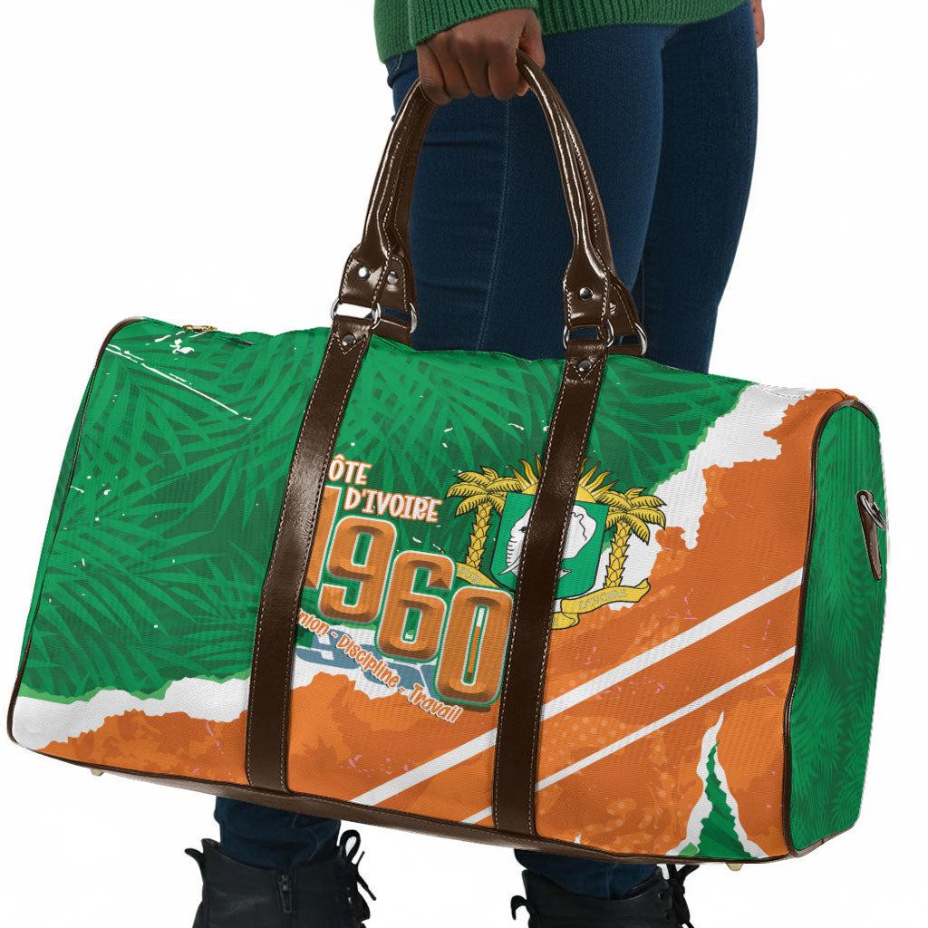 Cote d'Ivoire Independence Day Travel Bag 1960 Proud Coat Of Arms Grunge Style
